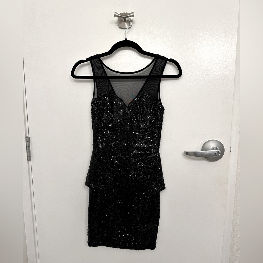 Black Sequin Bebe Dress